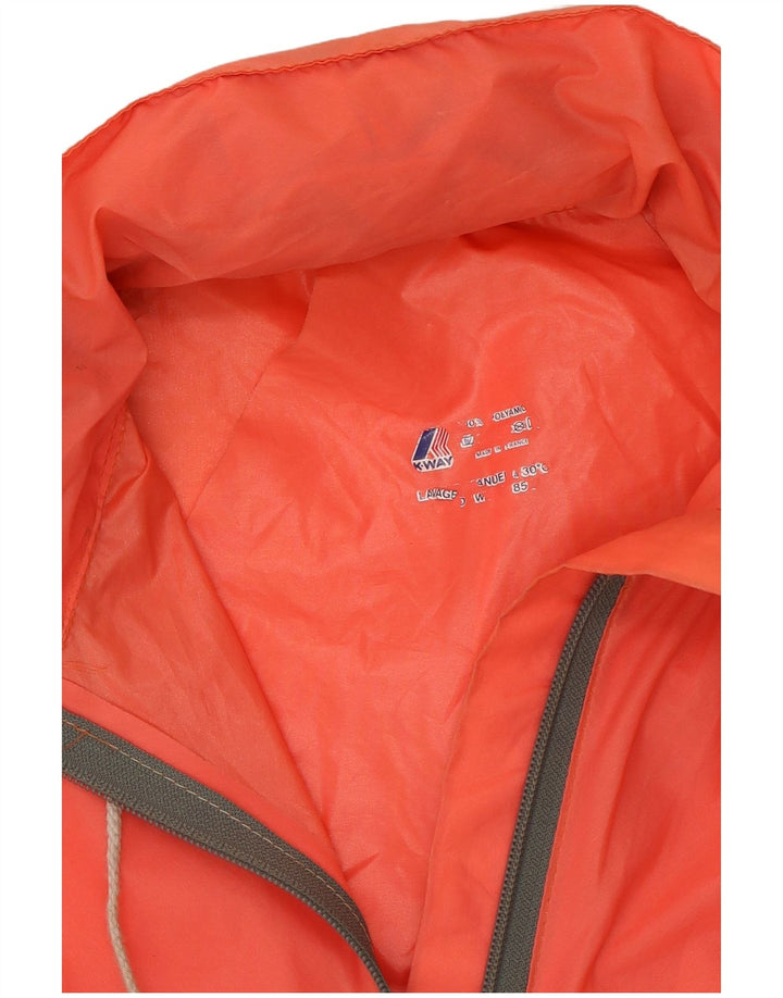 Jaqueta de chuva feminina com capuz K-Way UK 16 grande laranja
