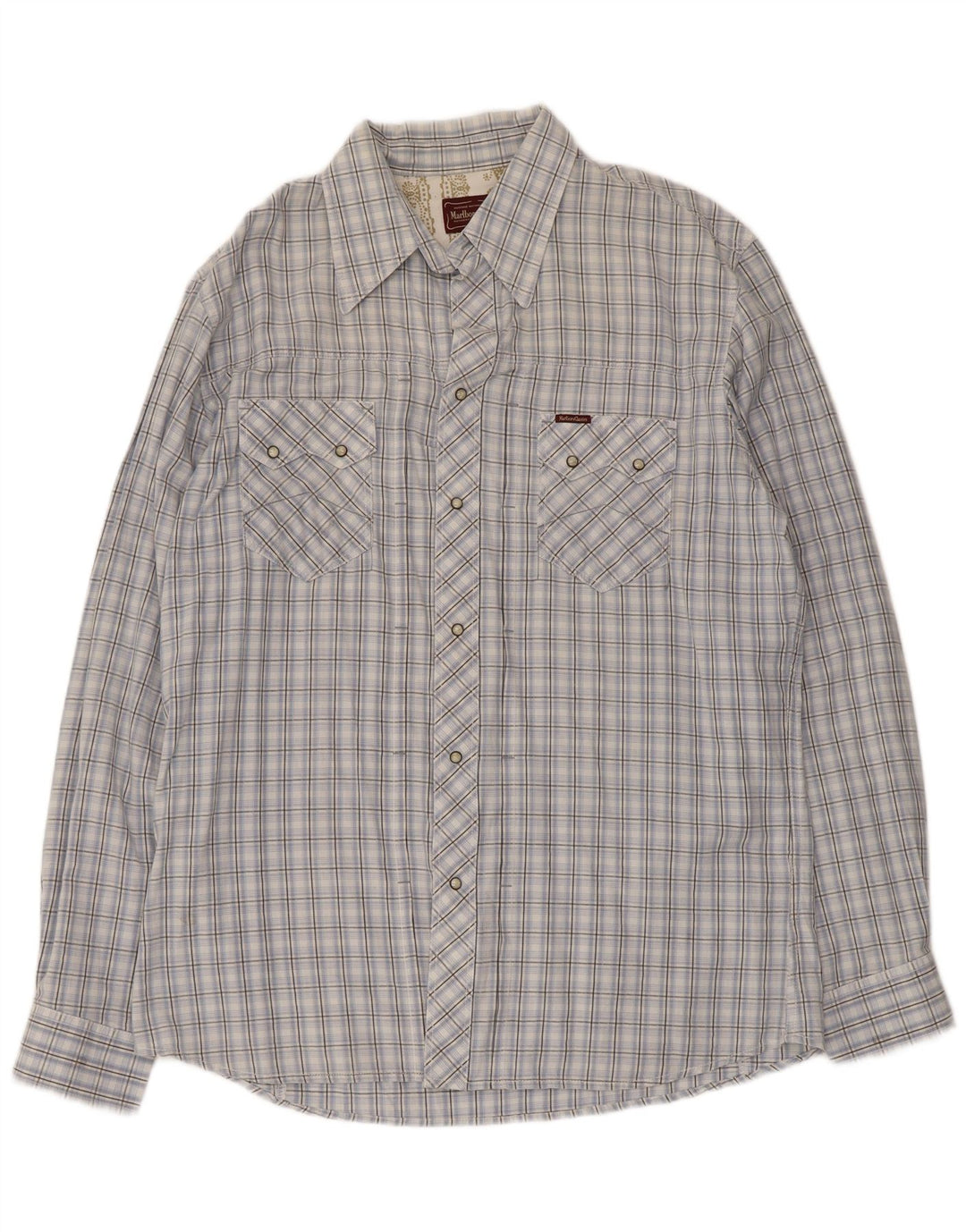 Camisa masculina Marlboro Classics 2XL algodão xadrez azul