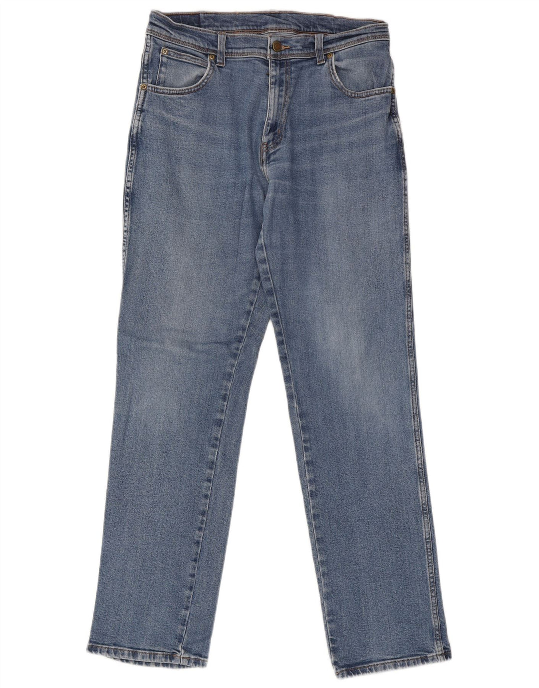 Wrangler Mens Straight Jeans W33 L34 Azul Algodão