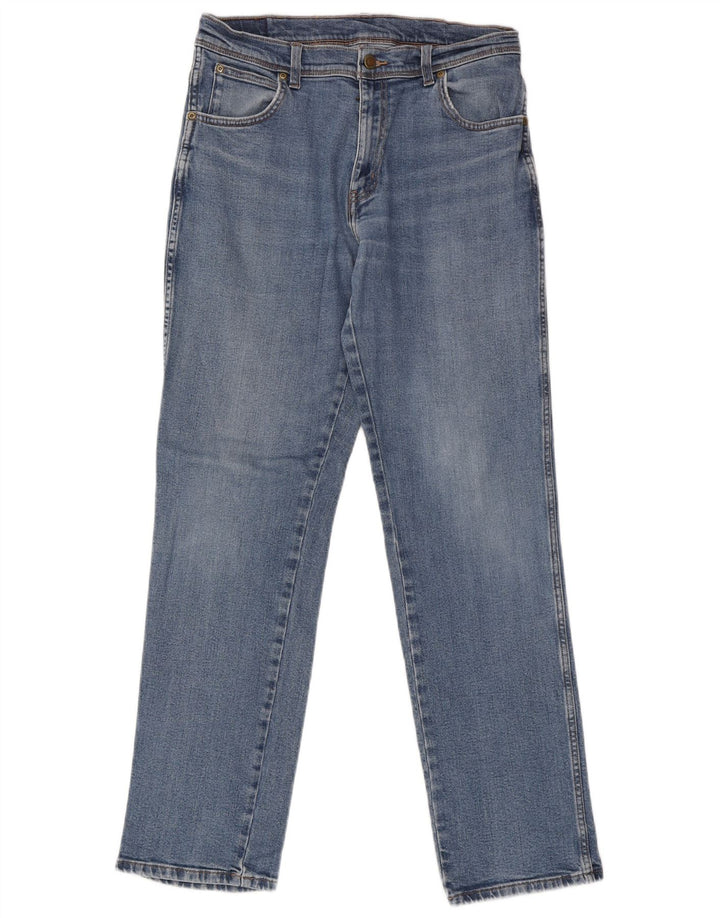 Wrangler Mens Straight Jeans W33 L34 Azul Algodão