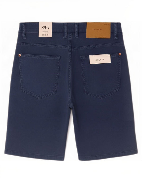 Zara Mens Casual Shorts EU 38 Pequeno W30 Azul Algodão