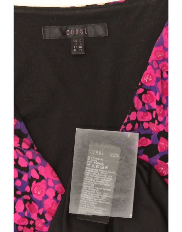 Vestido feminino com bainha de manga 3/4 da Coast Reino Unido 12 médio multicolorido manchado