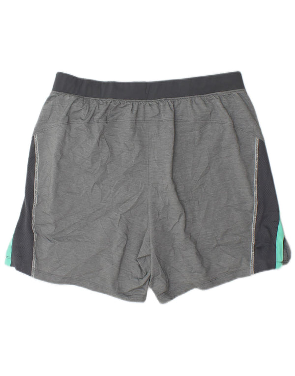 Shorts esportivos femininos Under Armour UK 16 grande bloco colorido cinza