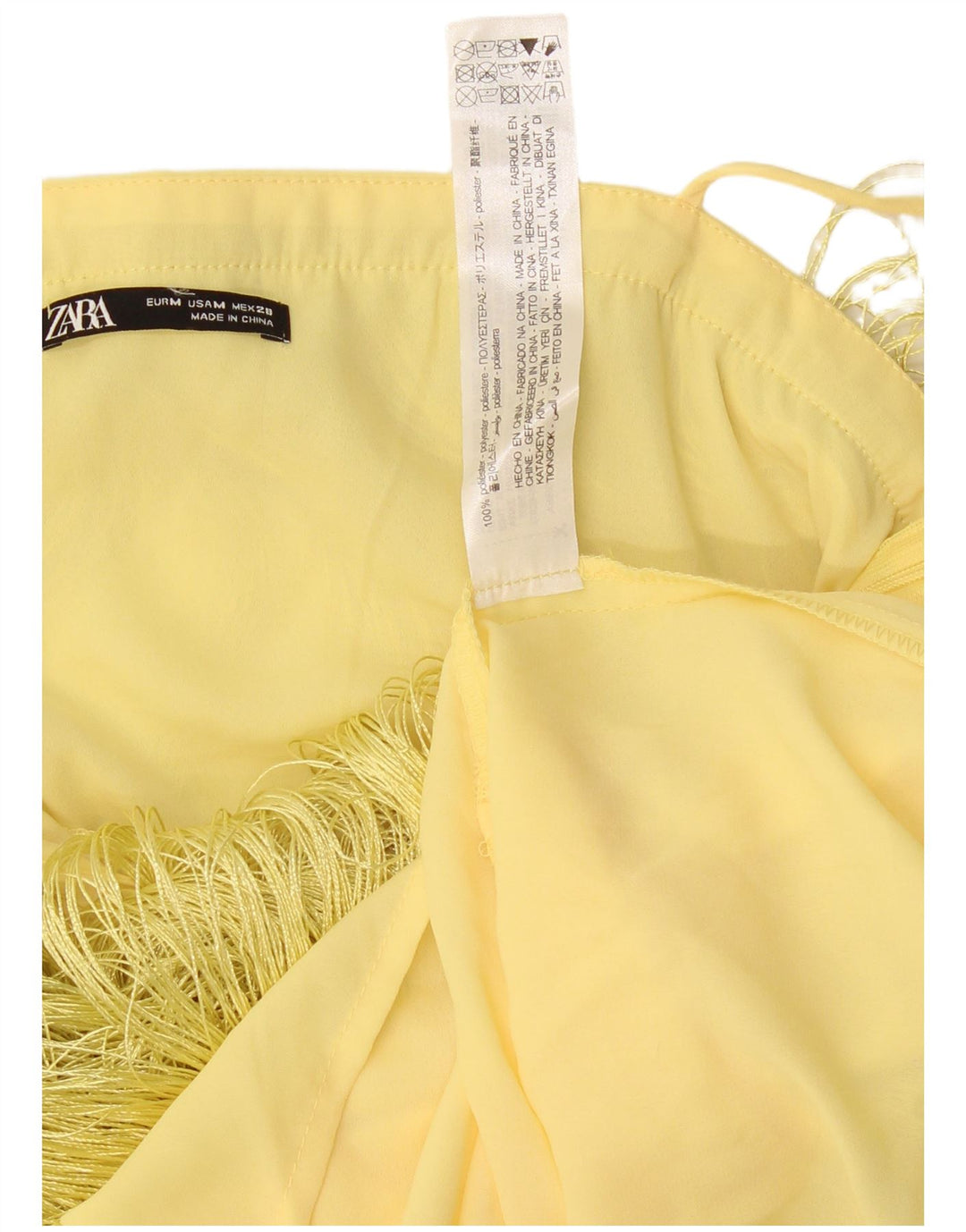 Zara Womens Charleston Dress UK 12 Poliéster Amarelo Médio
