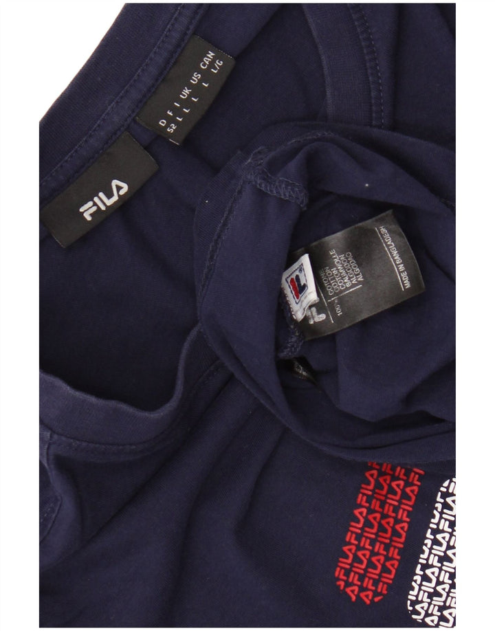 Fila Mens Graphic T-Shirt Top Grande Algodão Azul Marinho