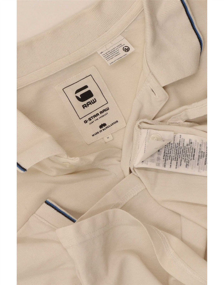 Camisa polo masculina G-Star de algodão branco médio