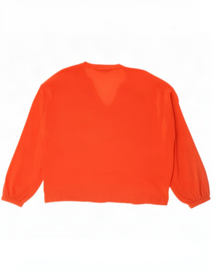 Zara Suéter feminino oversized com decote em V Reino Unido 16 grande laranja