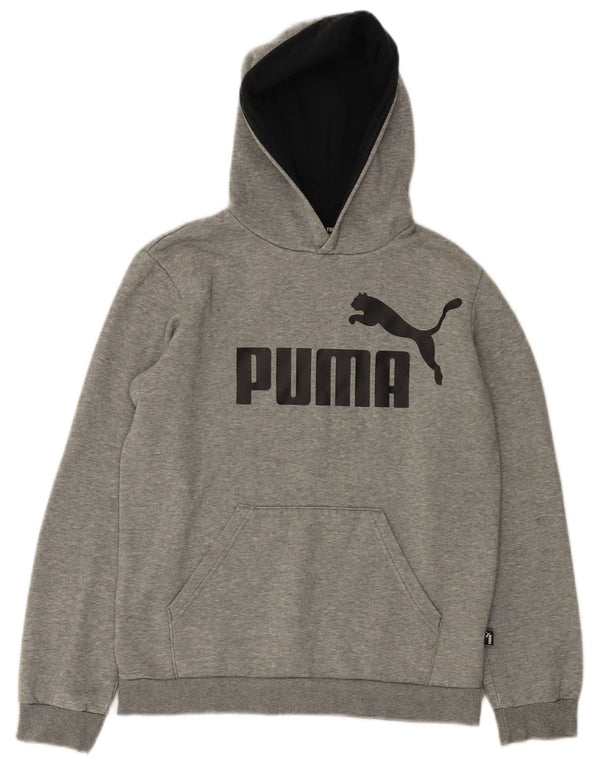 Jumper com capuz gráfico PUMA Boys 13-14 anos algodão cinza