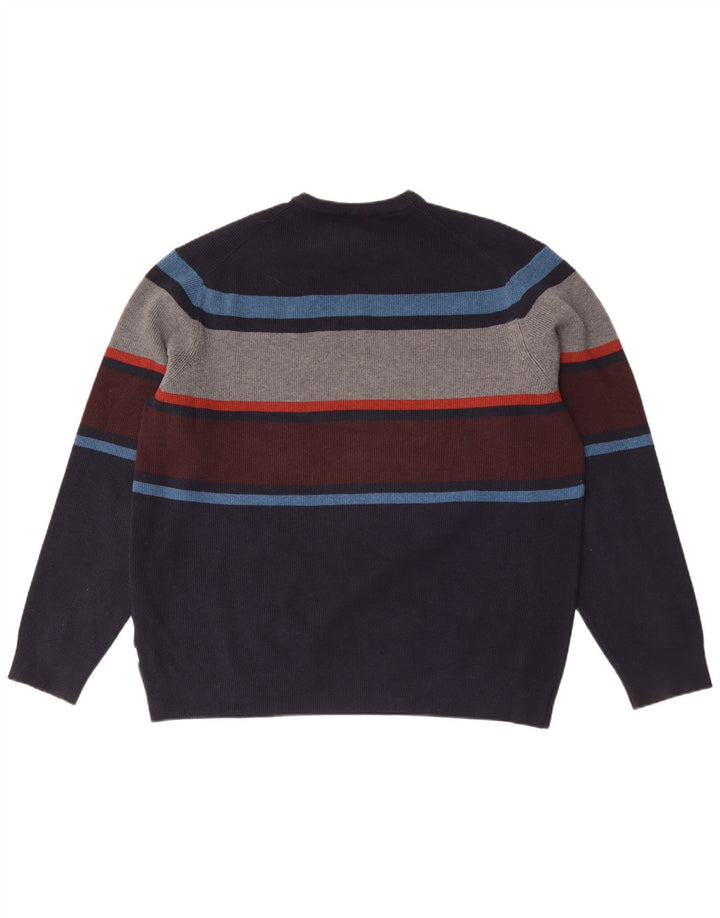 Suéter masculino Marks & Spencer com gola redonda XL listrado azul marinho