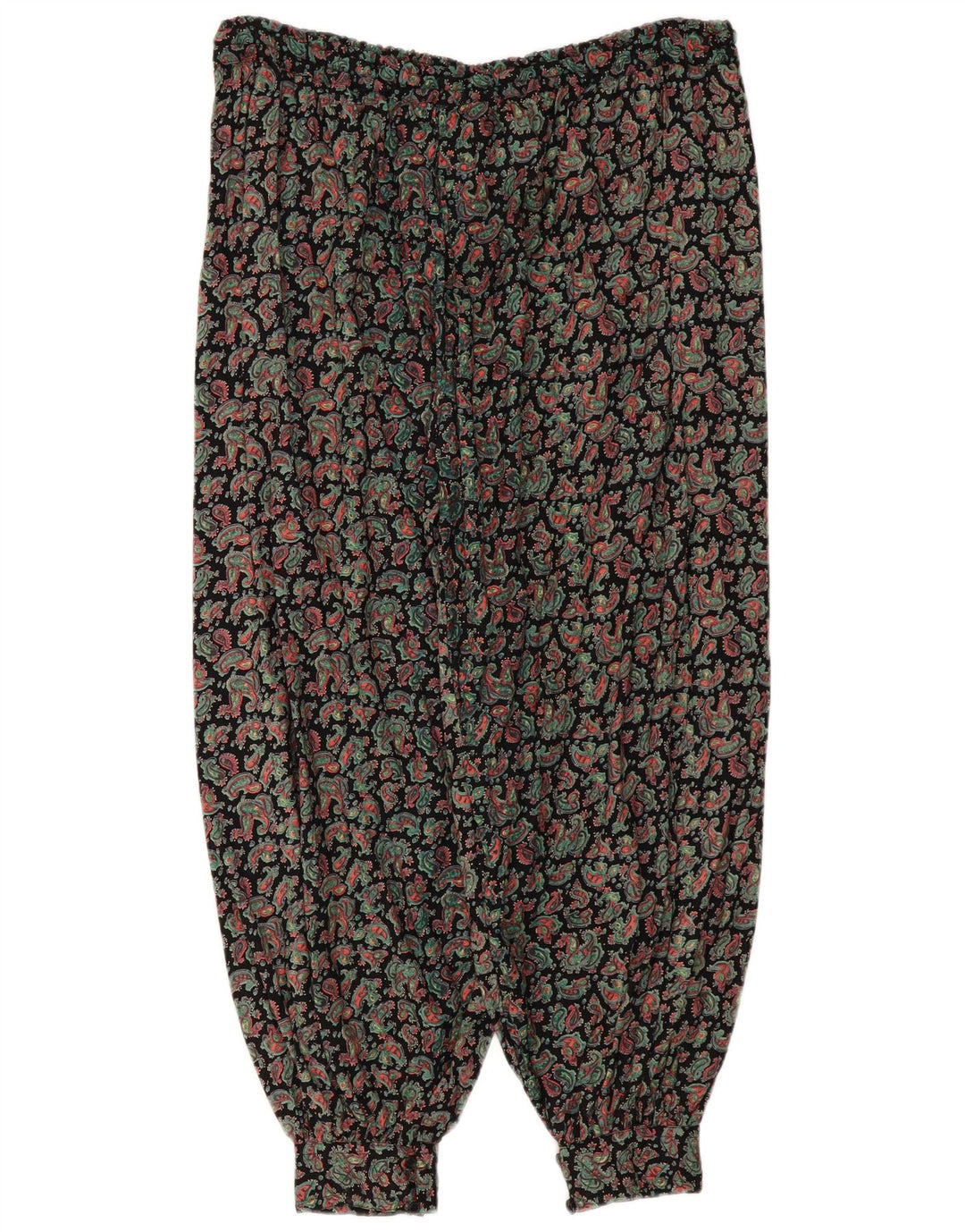Calça Harém Feminina Vintage Tamanho Único W36 L28 Paisley Multicolorido