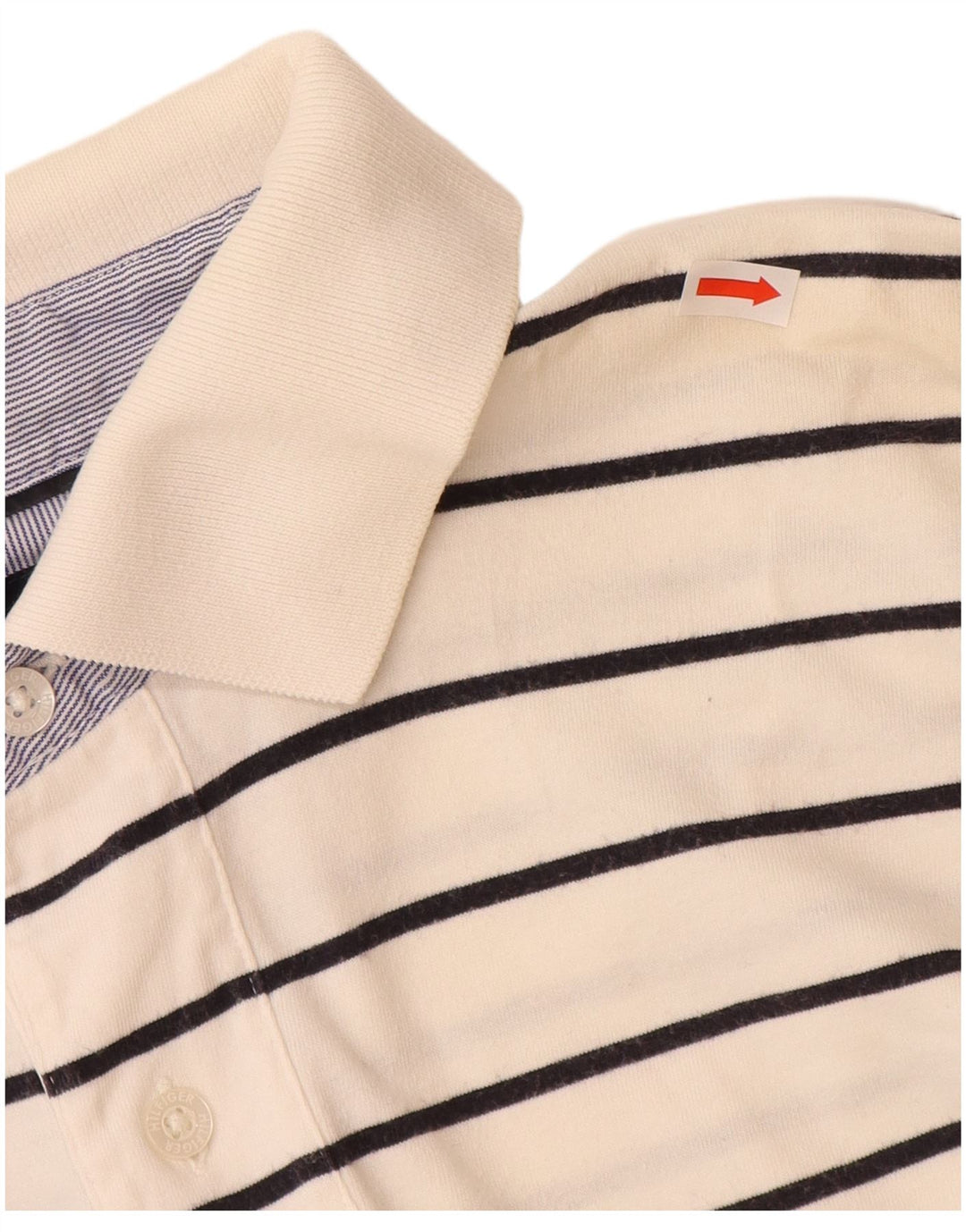 Camisa polo masculina TOMMY HILFIGER grande algodão listrado branco