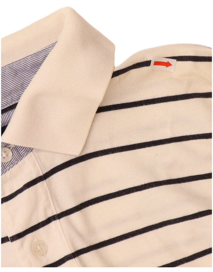 Camisa polo masculina TOMMY HILFIGER grande algodão listrado branco