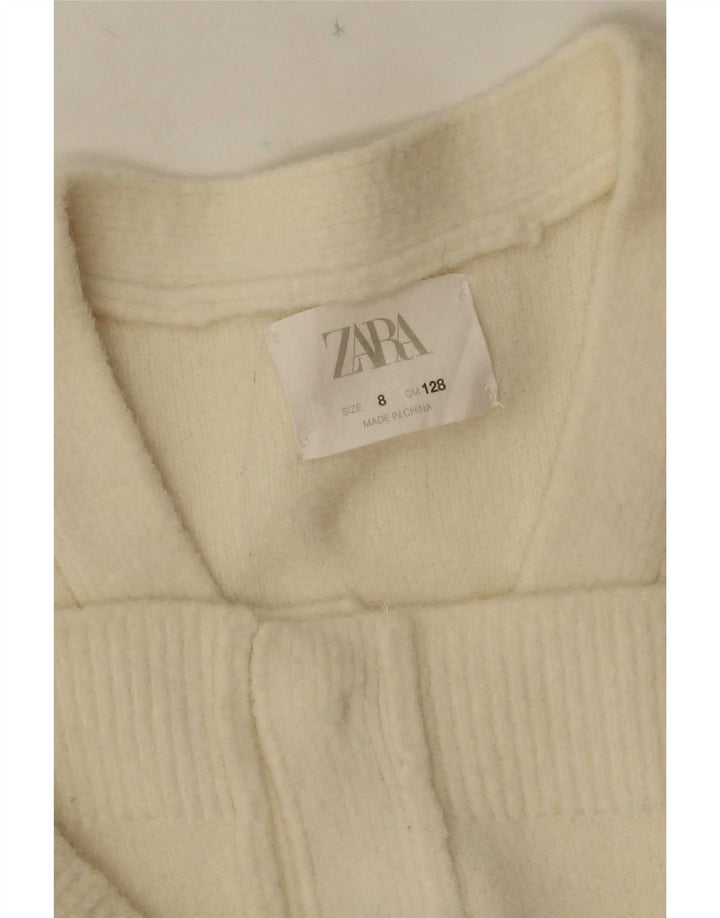 Suéter cardigã feminino Zara 7-8 anos branco
