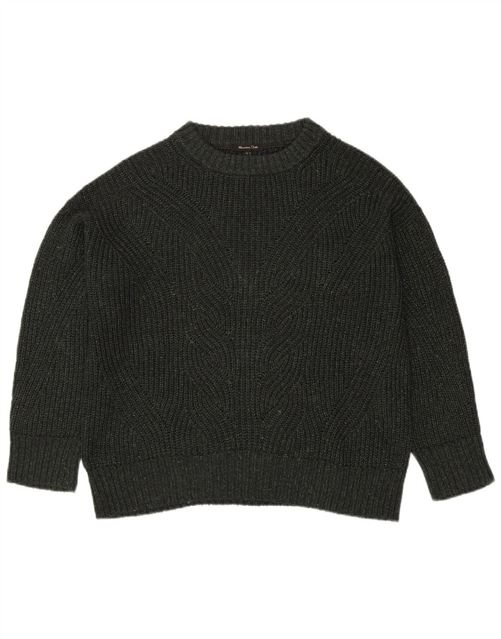 Suéter feminino Massimo Dutti com gola redonda grande, Reino Unido 14, médio, cáqui