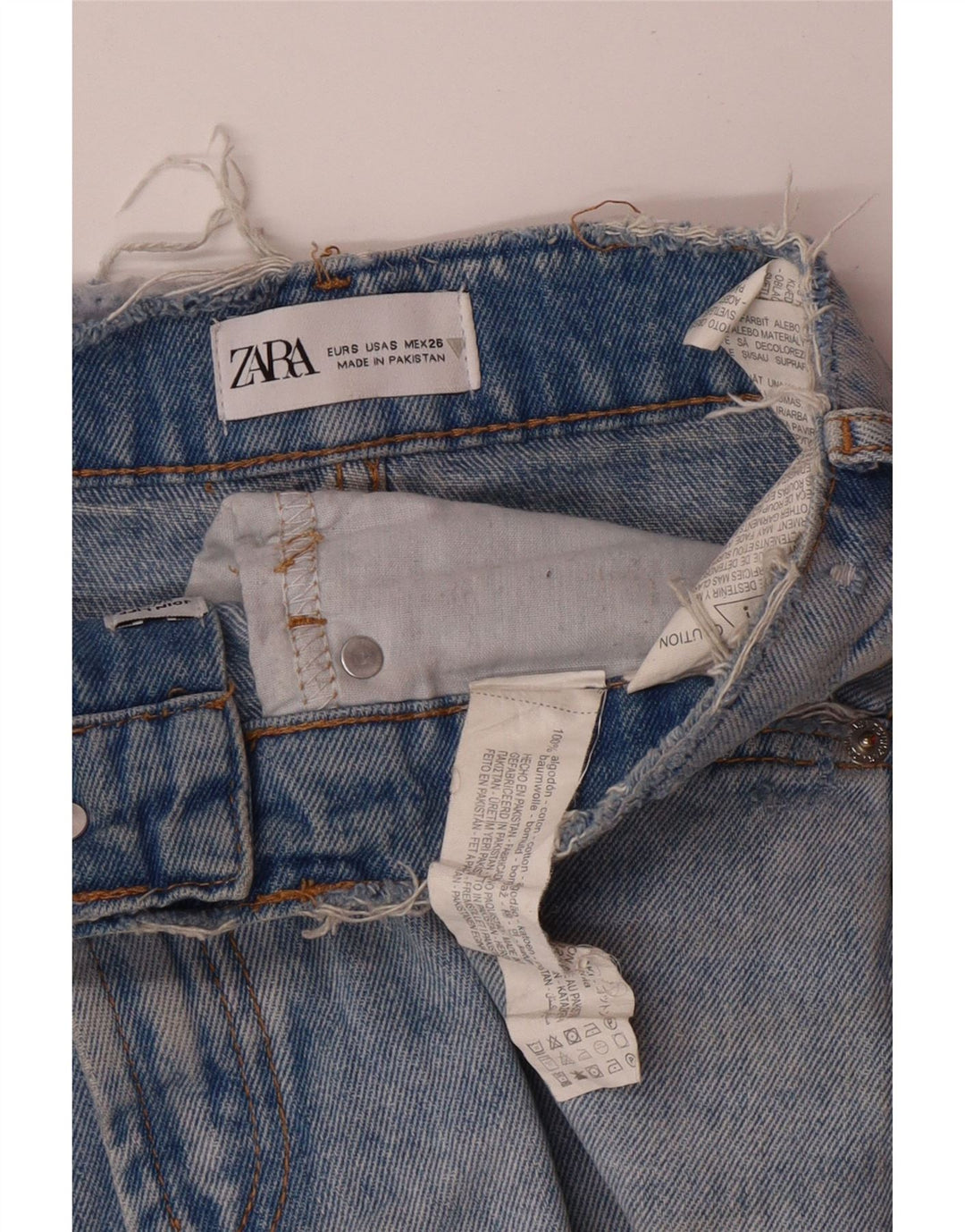 Saia jeans feminina ZARA pequena W26 algodão azul