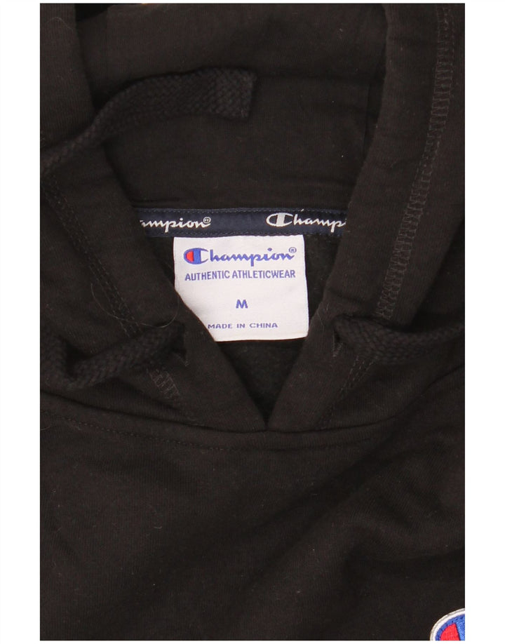 CHAMPION Suéter masculino com capuz gráfico médio algodão preto