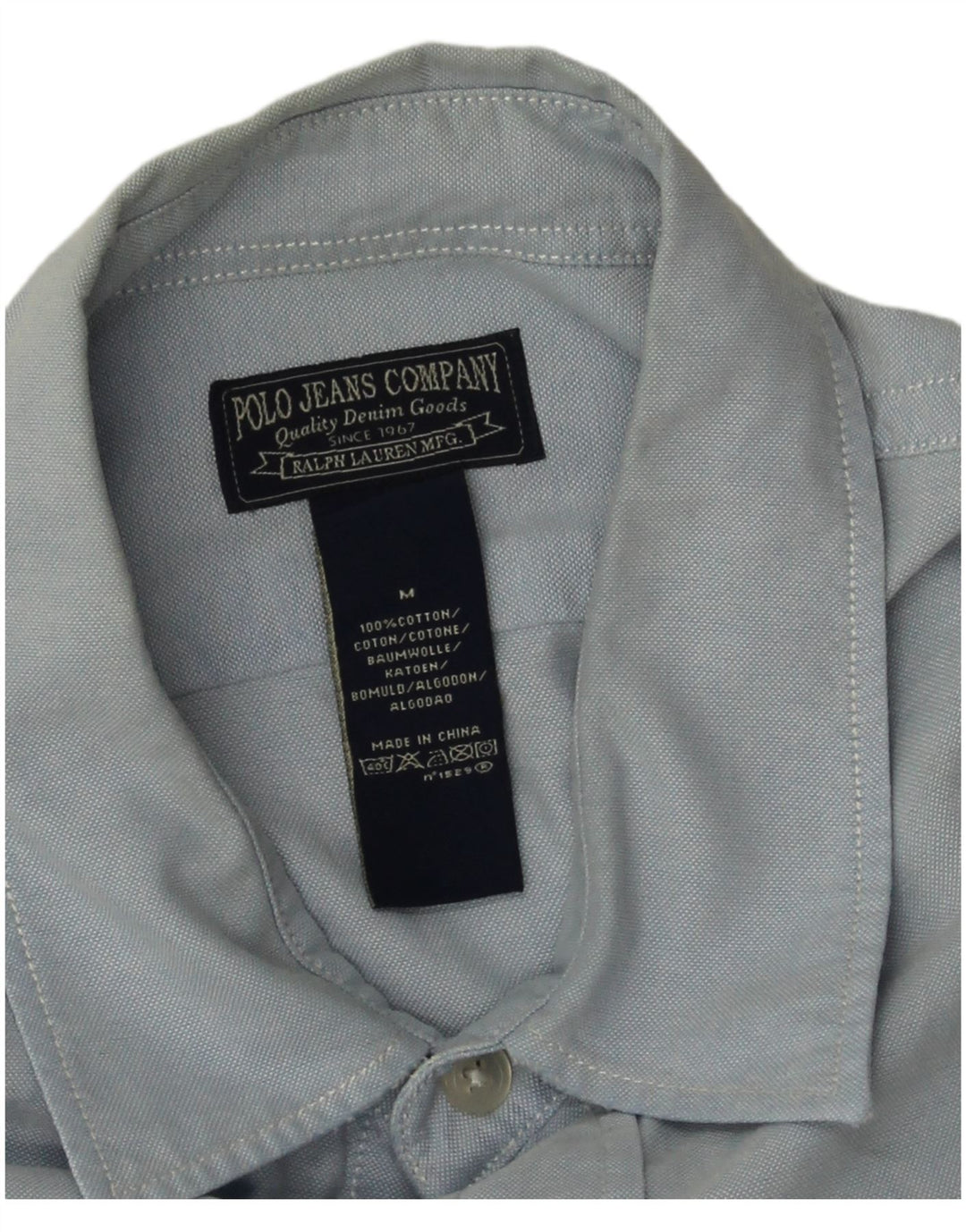 Camisa masculina Ralph Lauren de algodão azul médio