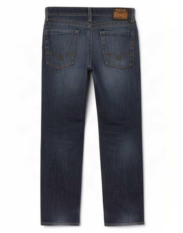 Replay Calça jeans reta masculina W32 L30 azul marinho