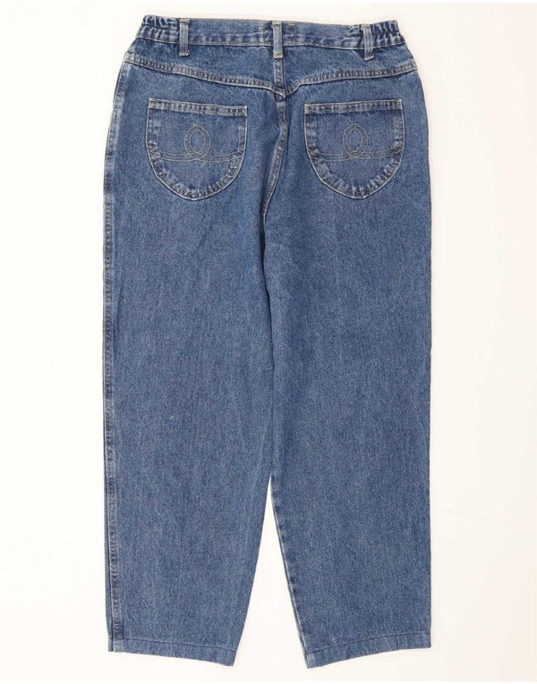 Jeans vintage feminino cintura alta cônico IT 50 XL W30 L26 algodão azul