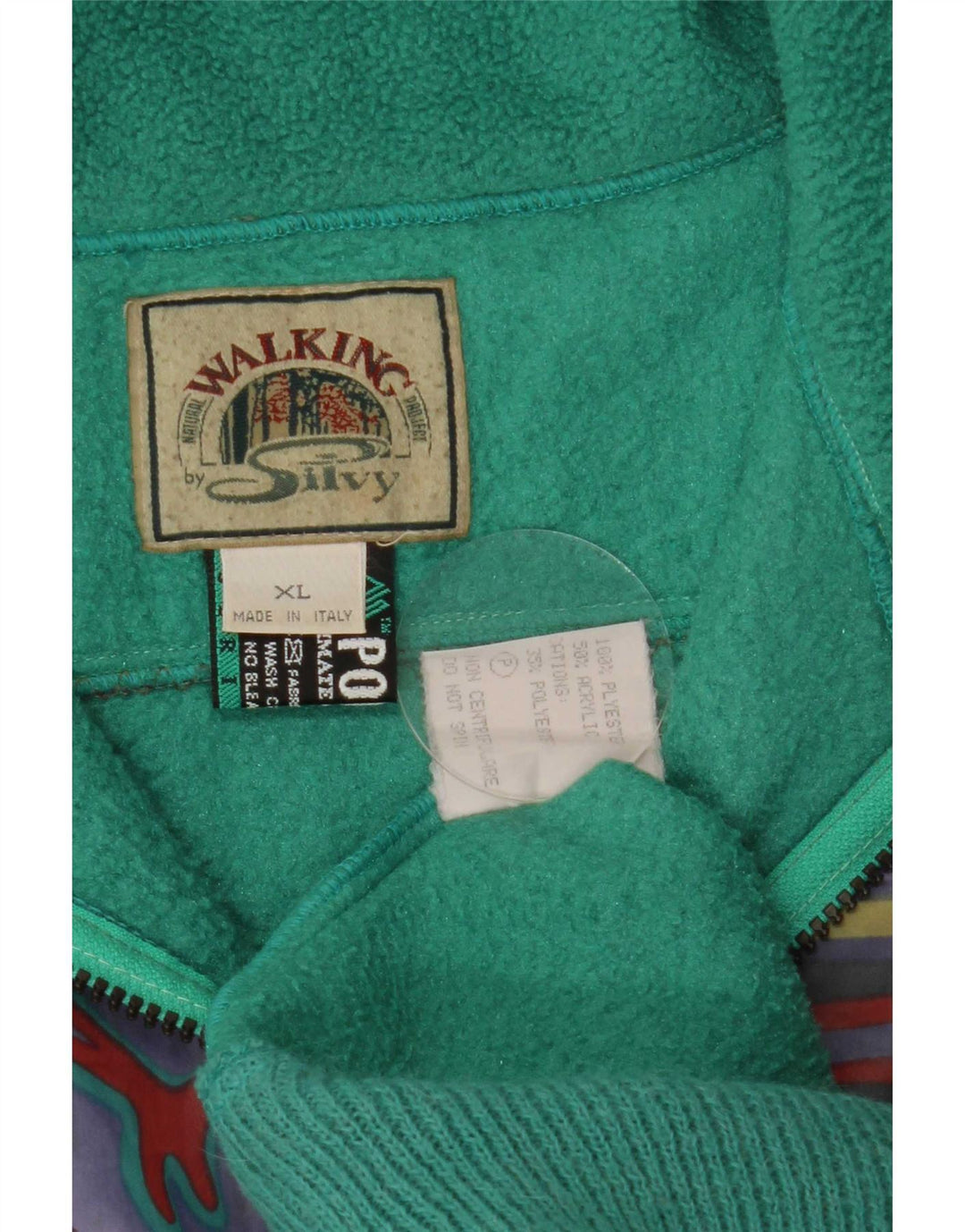 Silvy Mens Zip Neck Fleece Jumper XL Poliéster Geométrico Verde
