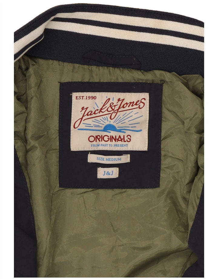 Jaqueta bomber masculina Jack & Jones Reino Unido 38 algodão azul marinho médio
