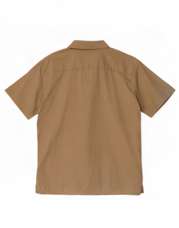 Camisa masculina Jack & Jones de manga curta com ajuste solto XS de algodão bege