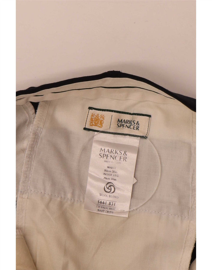 Calça masculina Marks & Spencer Pegged Suit W38 L31 azul marinho poliéster