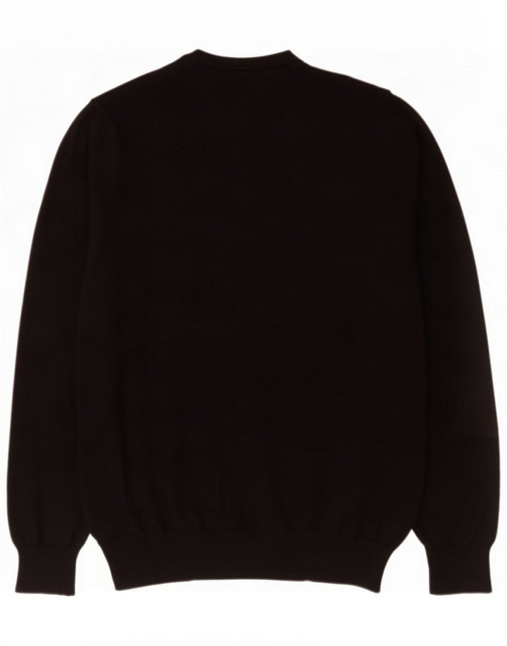 Suéter masculino Marks & Spencer com gola redonda, algodão preto médio