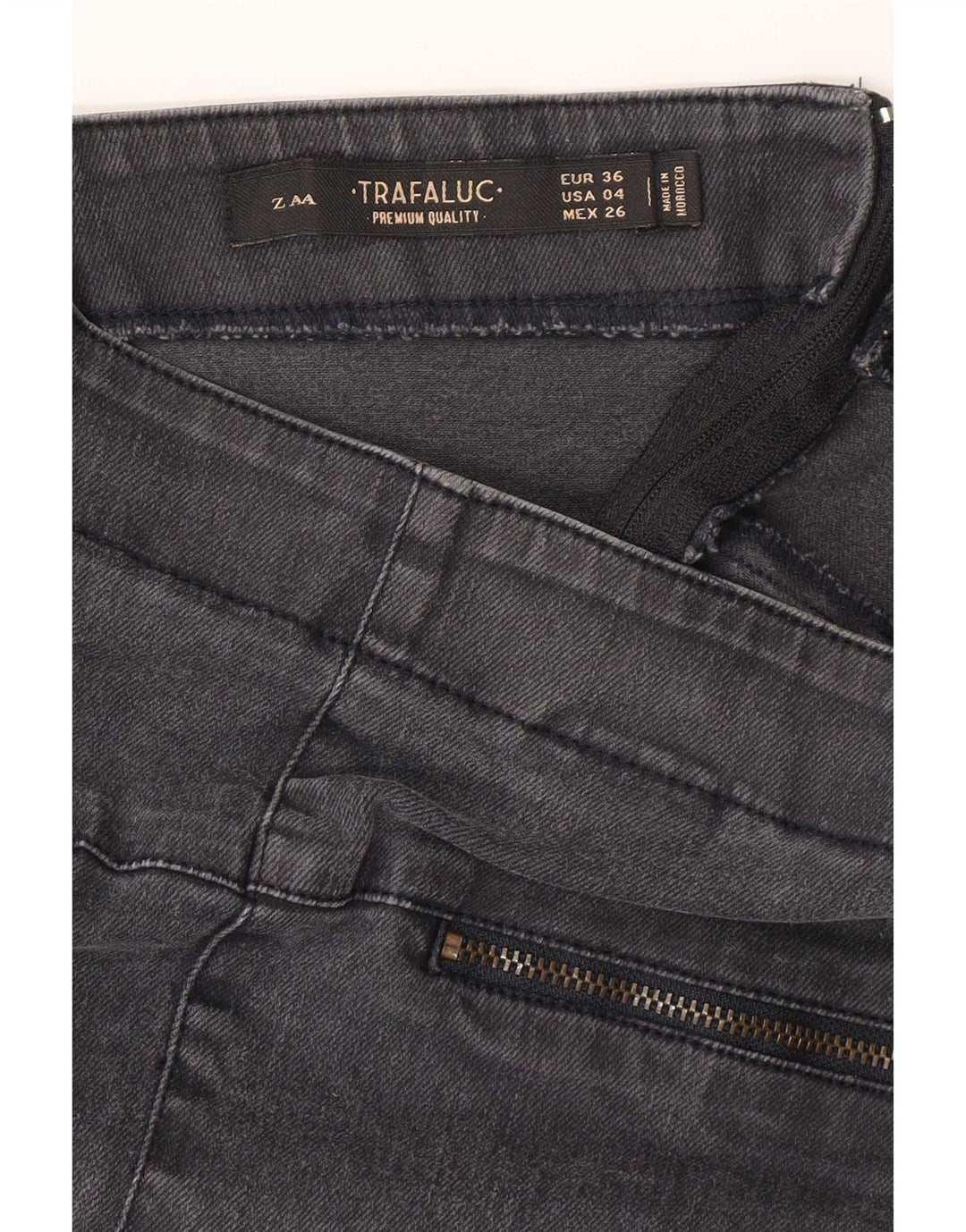 Mini saia jeans feminina Zara EU 36 XS W26 cinza