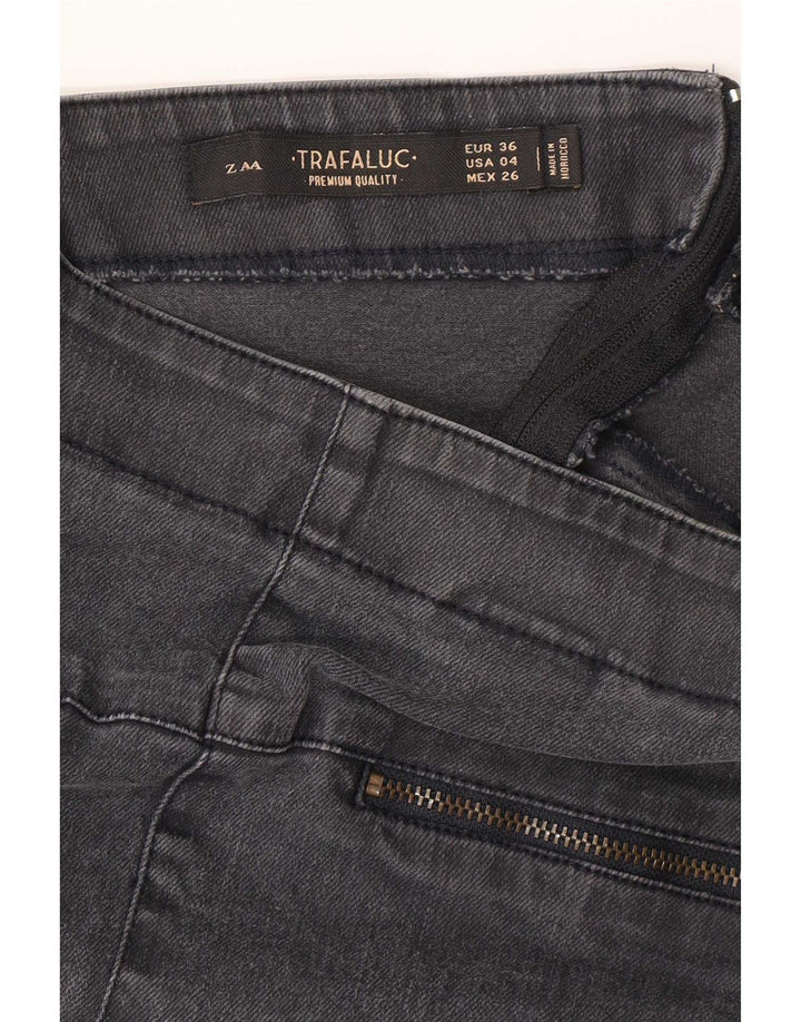 Mini saia jeans feminina Zara EU 36 XS W26 cinza