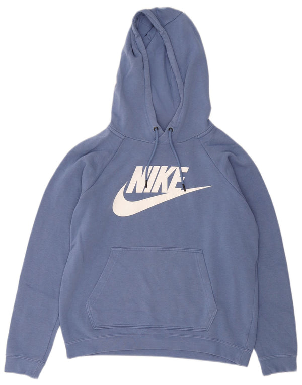 Jumper com capuz Nike feminino gráfico oversized UK 10 pequeno algodão azul