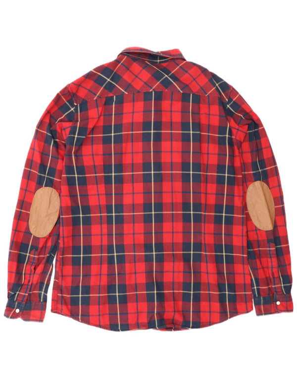 Camisa masculina de flanela Benetton grande xadrez vermelho