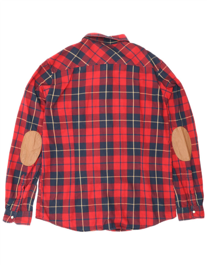 Camisa masculina de flanela Benetton grande xadrez vermelho