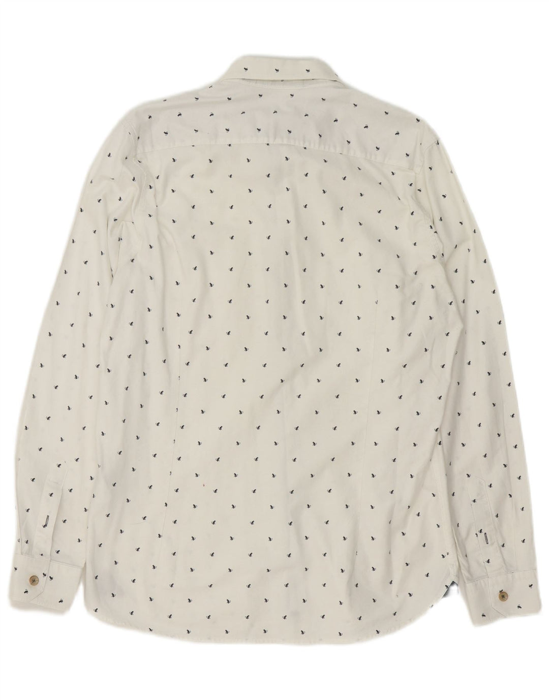 Camisa masculina Ted Baker com estampa abstrata tamanho 4 grande algodão branco