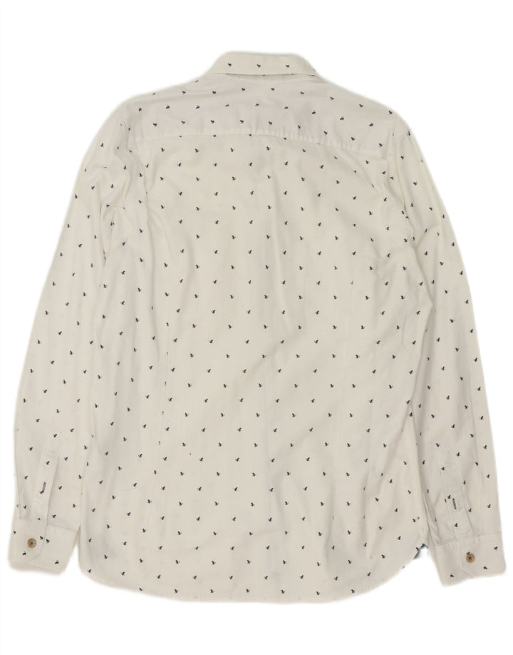 Camisa masculina Ted Baker com estampa abstrata tamanho 4 grande algodão branco