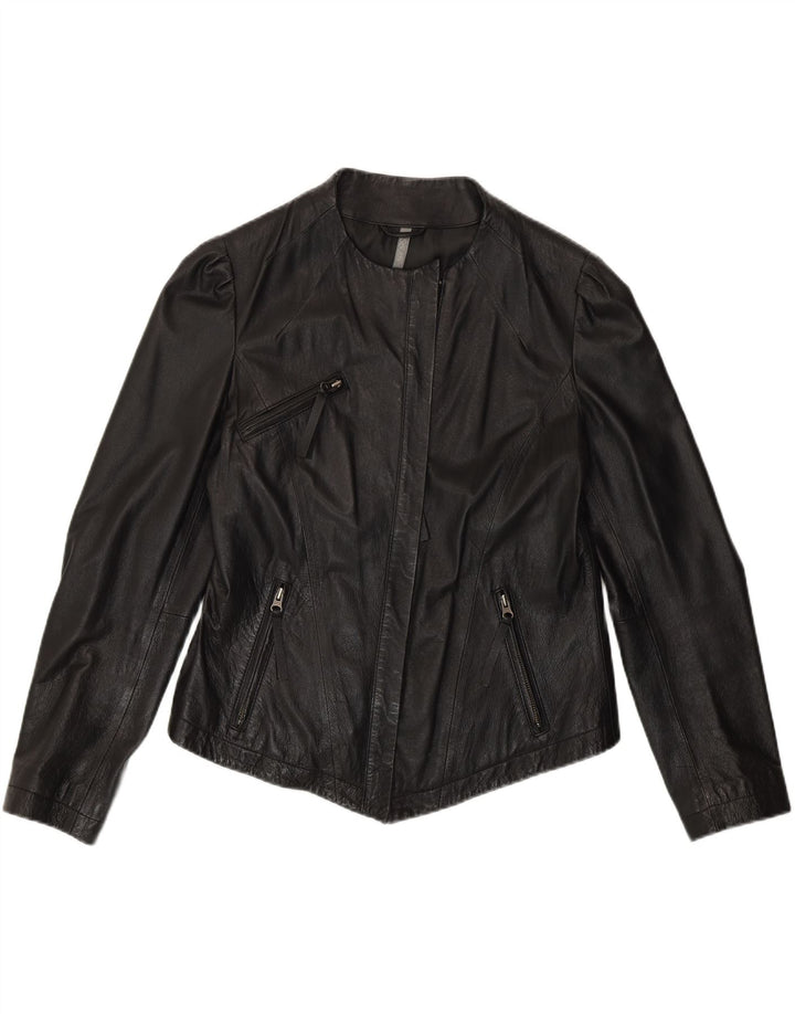 Jaqueta de couro feminina South UK 14 couro preto médio