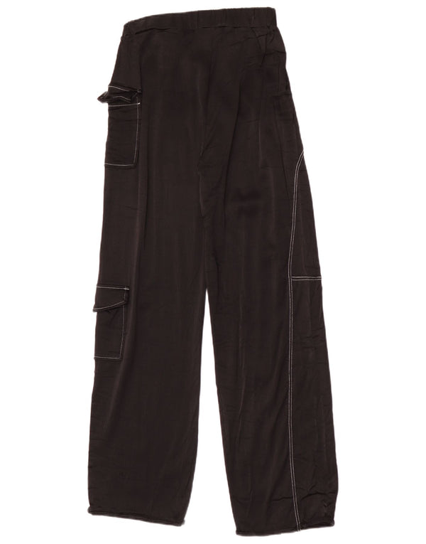Calça cargo feminina Zara com perna larga pequena W26 L27 preta viscose