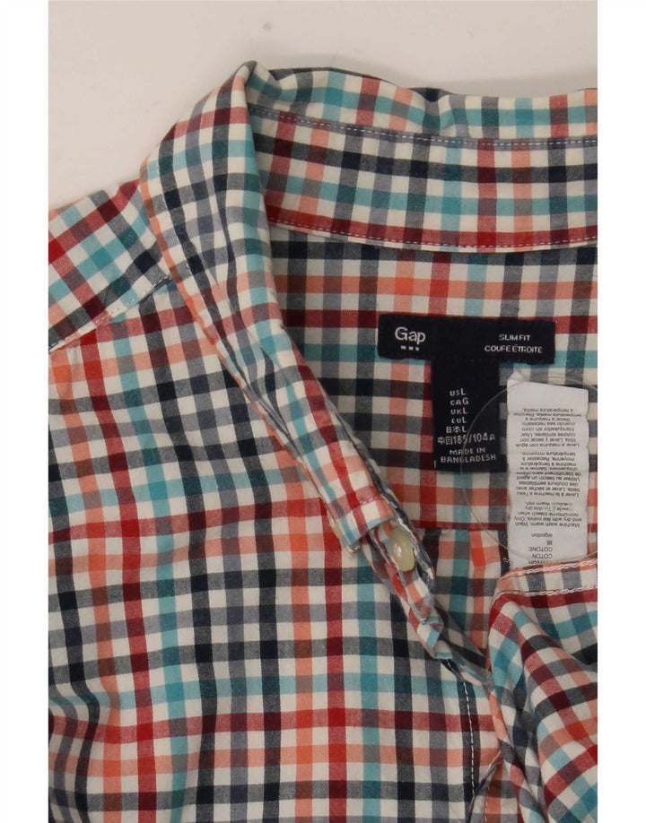 Camisa masculina slim fit Gap grande algodão guingão multicolorido