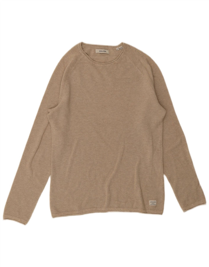 Suéter masculino Jack & Jones com gola canoa pequeno bege