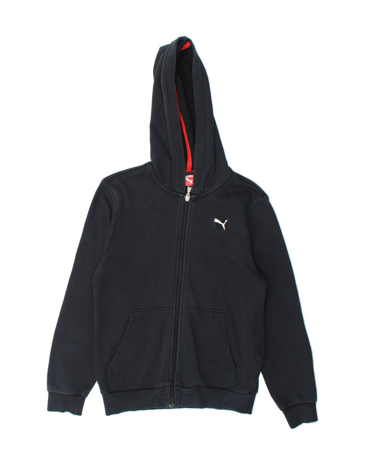 PUMA Boys Zip Hoodie Sweater 11-12 Years Navy Blue Cotton Vintage Puma and Second-Hand Puma from Messina Hembry 