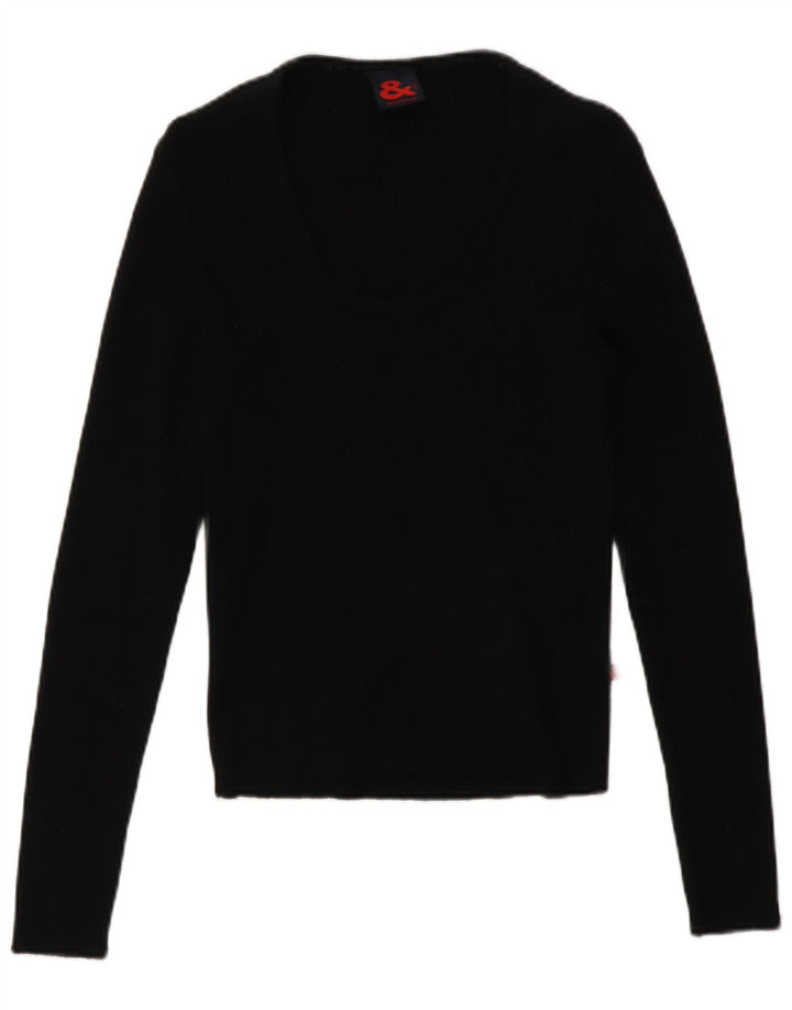 Top feminino Dolce & Gabbana manga comprida IT 46 grande lã merino preta