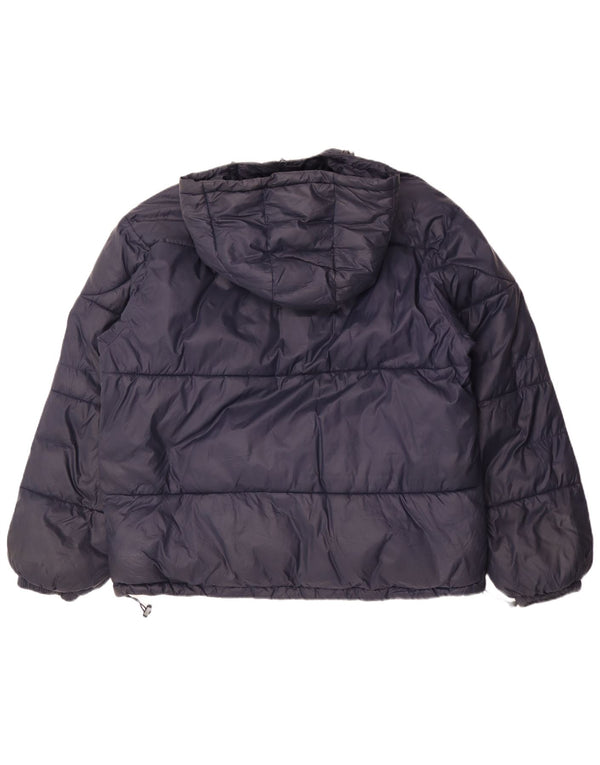 Zara Jaqueta masculina acolchoada com capuz UK 42 XL Azul marinho Nylon