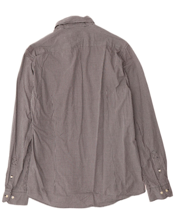 Camisa masculina Barbour sob medida, grande, preta, algodão guingão