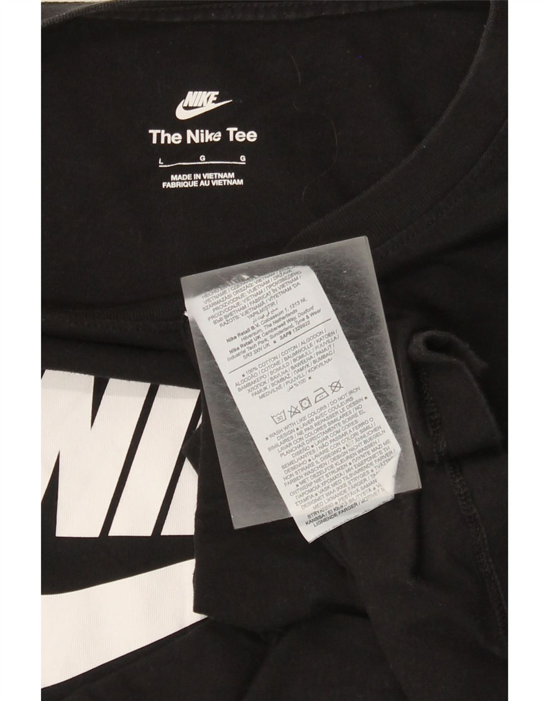 Top gráfico feminino Nike manga comprida UK 16 grande algodão preto