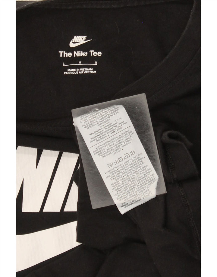 Top gráfico feminino Nike manga comprida UK 16 grande algodão preto