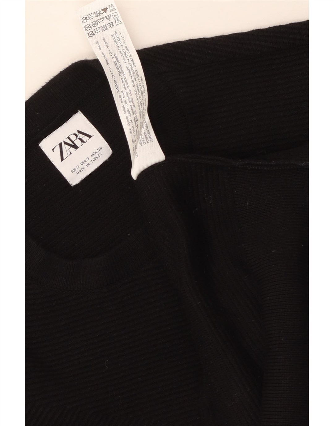Suéter masculino ZARA com gola redonda, pequeno algodão preto
