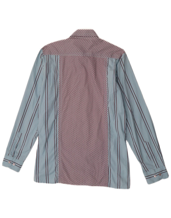 Camisa masculina Hugo Boss de algodão listrado azul médio