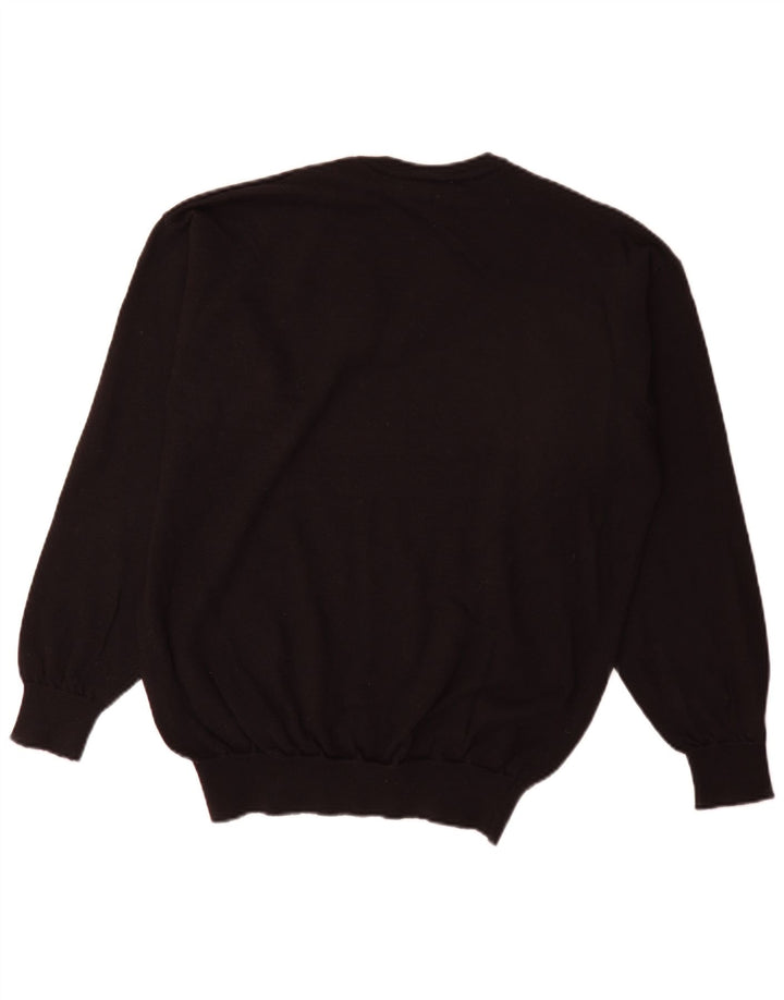 Suéter masculino Lacoste com decote em V tamanho 5 grande preto de lã nova