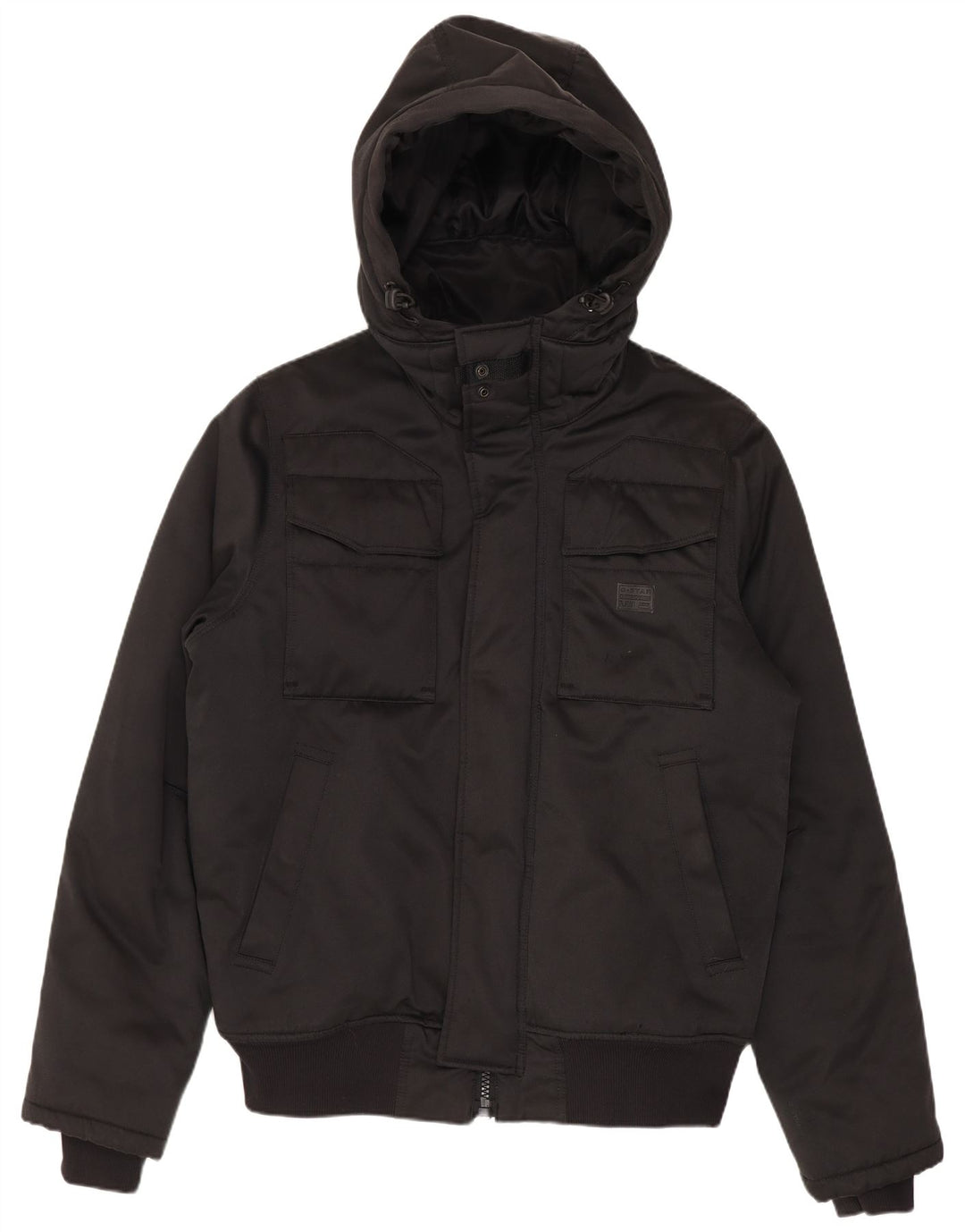 Jaqueta corta-vento masculina G-Star com capuz Bomber UK 38 algodão preto médio