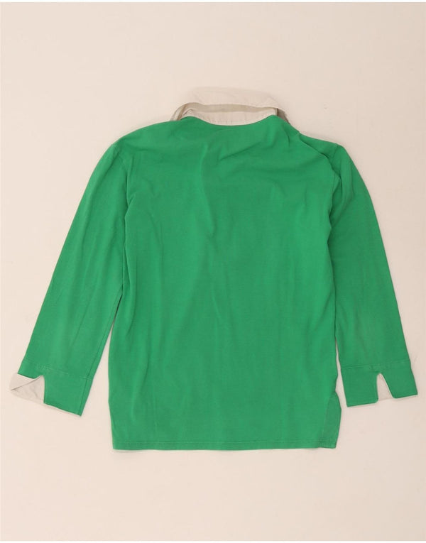 Camisa polo feminina de manga 3/4 Fred Perry Reino Unido 14 grande bloco colorido verde